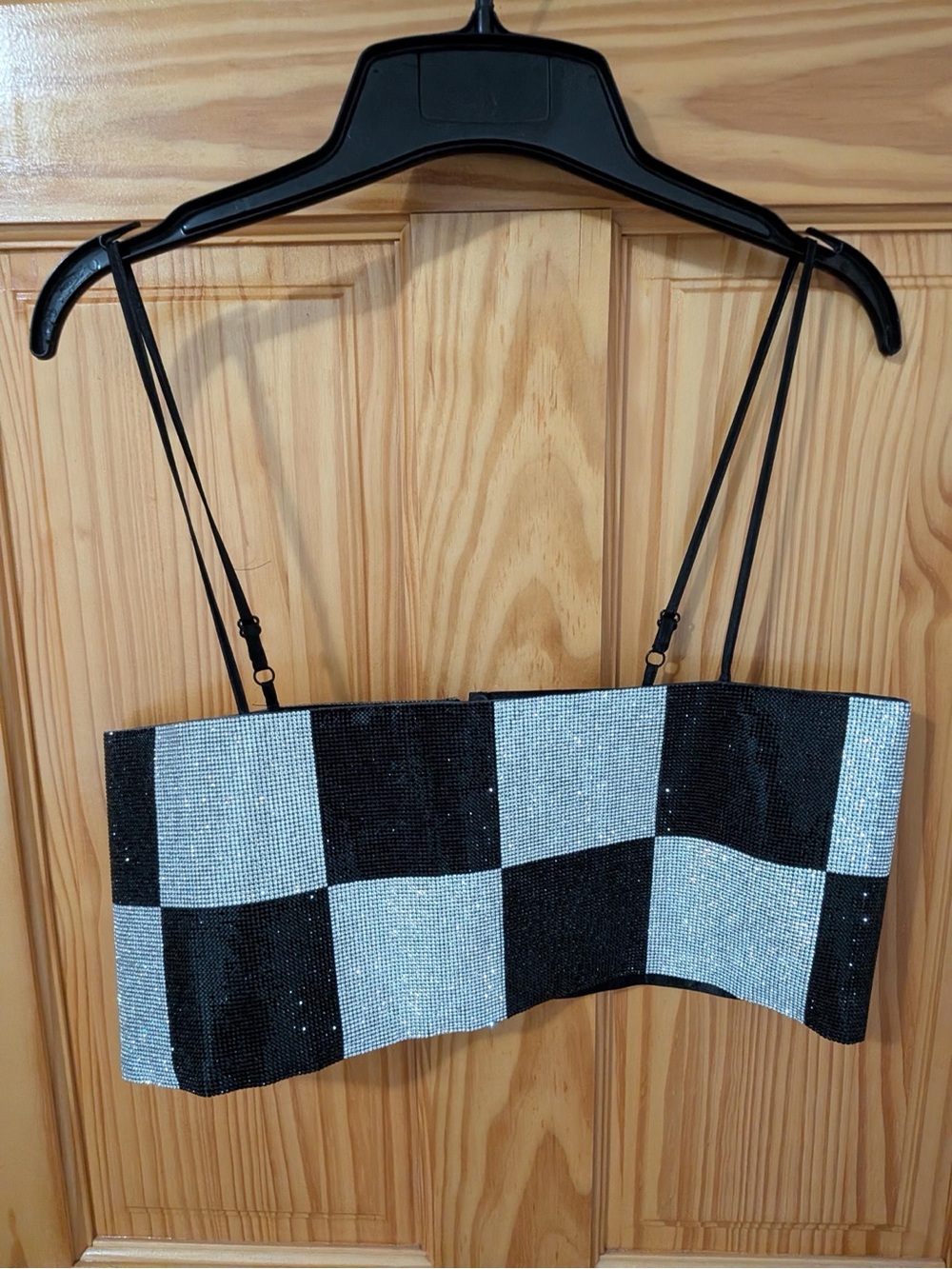 12th Tribe Rhinestone Checkered Cropped Corset Top M